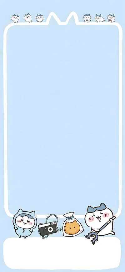 카메라와 토벌봉을 든 귀여운 하치와레 블루 스마트폰 배경화면