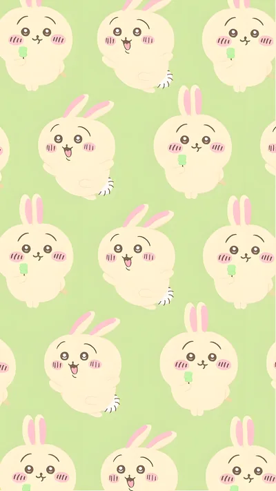 Cute Usagi pattern with green dango on green background for Phone Wallpaper