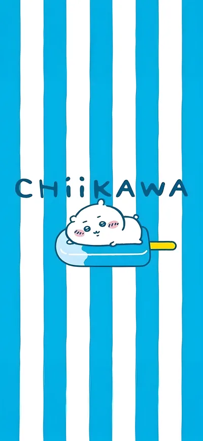 Cute Chiikawa lying on a blue ice pop for Phone Wallpaper