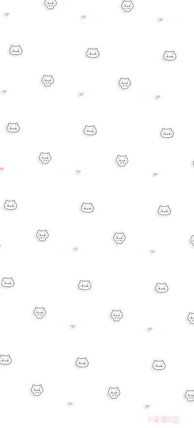귀여운 치이카와 패턴과 핑크 하트가 어우러진 심플한 스마트폰 배경화면