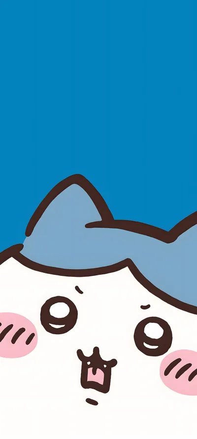 푸른 배경 속 치이카와 하치와레의 귀여운 얼굴 클로즈업 스마트폰 배경화면
