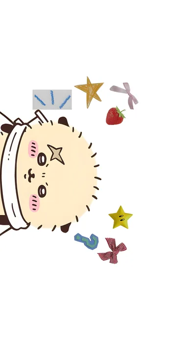 Cute Rakko peeking with stars and strawberry for Phone Wallpaper