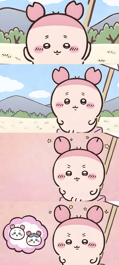 Cute Furuhonya comic strip with pink background for Phone Wallpaper