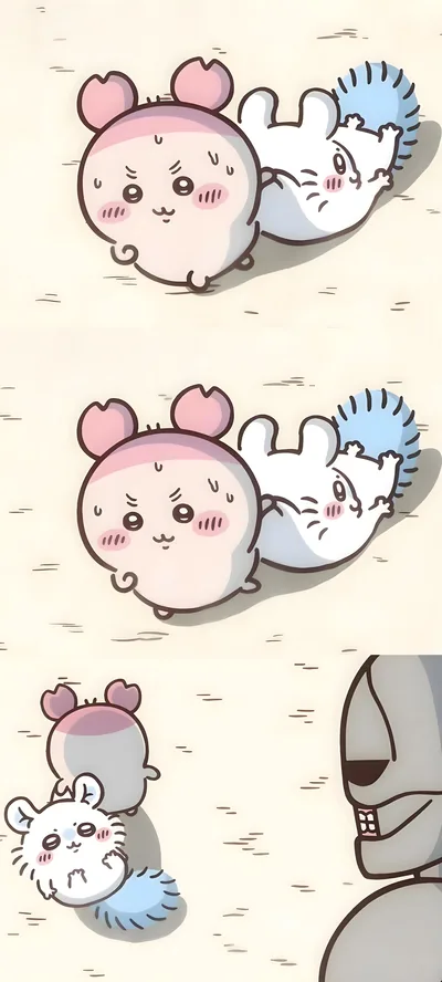 Cute Furuhonya dragging Momonga comic strip wallpaper for Phone 4K Image