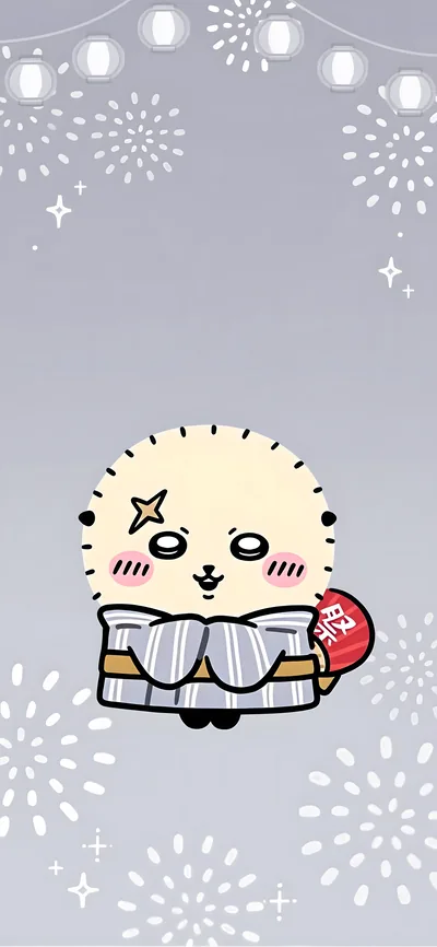 Rakko wearing a yukata at a summer festival for Phone Wallpaper