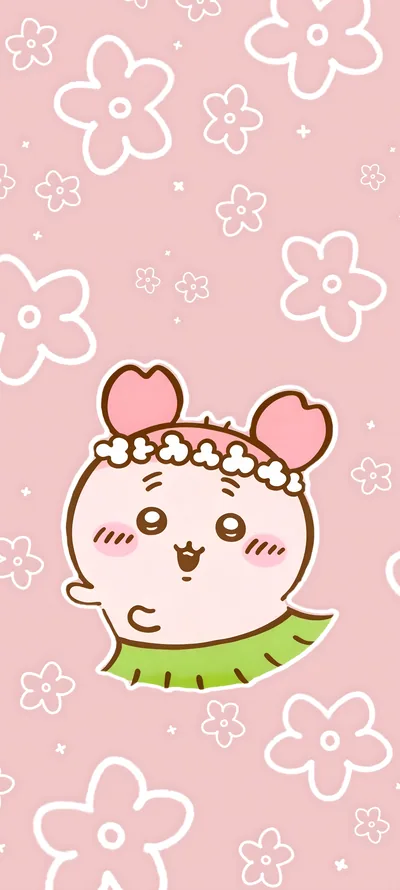 Cute Furuhonya dancing hula with flower crown for Phone Background