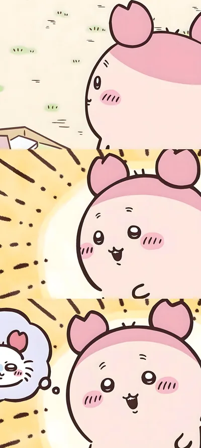 Cute Furuhonya thinking of Momonga in a 3-panel cartoon for Phone Wallpaper