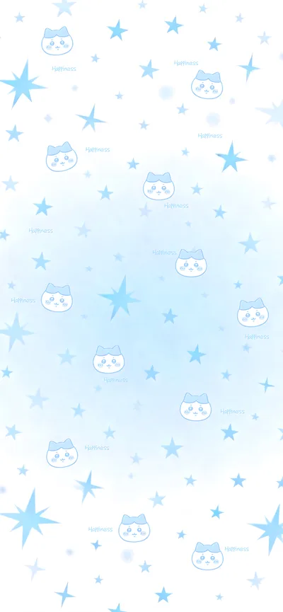 吉伊卡哇可愛小八與藍色閃爍星星圖案的療癒系卡通手機高畫質桌布