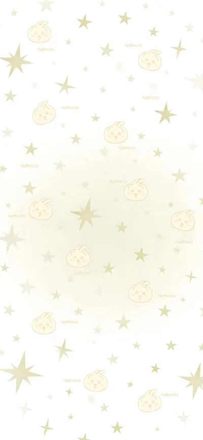 烏薩奇與黃色星星Happiness手繪風療癒系可愛手機桌布
