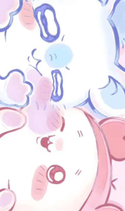 Cute Momonga and Furuhonya pastel close-up for Phone Background