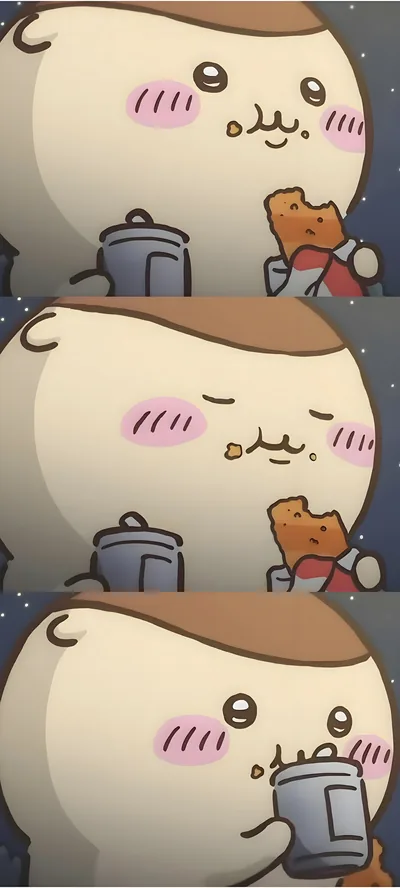 Kurimanju eating snacks and drinking under starry sky for Phone Background