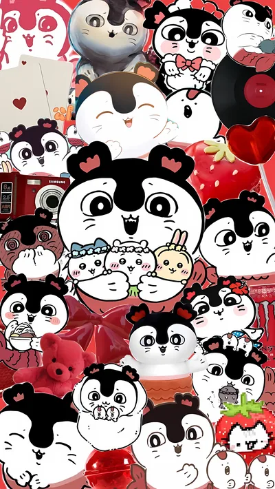 Cute Siren holding Chiikawa, Hachiware, and Usagi collage Wallpaper for Phone
