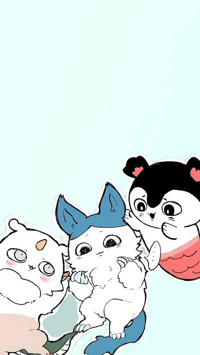 Cute Chiikawa mermaid characters on a light blue background for Phone Wallpaper