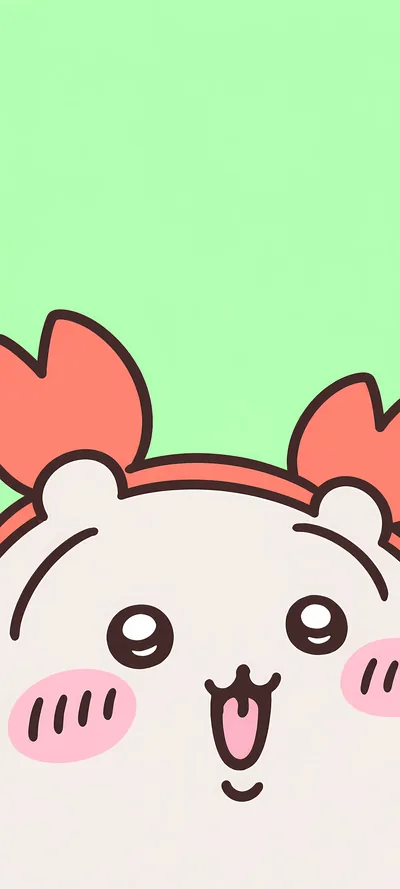 緑の背景にカニ耳をつけた可愛い古本屋 / カニちゃんのスマホ壁紙