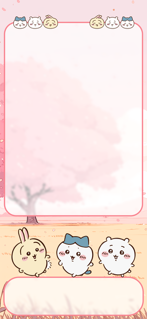 ちいかわ、ハチワレ、うさぎが桜の草原で - 壁紙