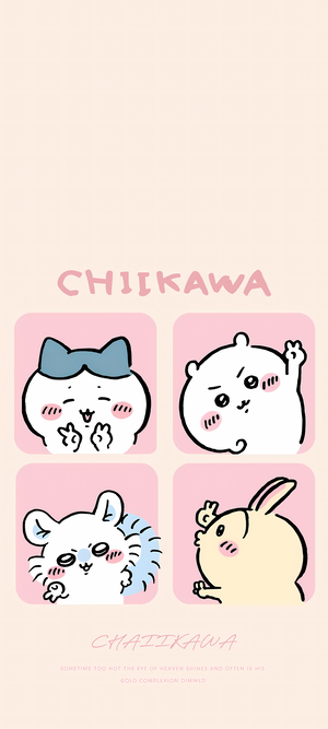 ちいかわ、ハチワレ、うさぎ、モモンガが可愛いポーズ - iPhone壁紙