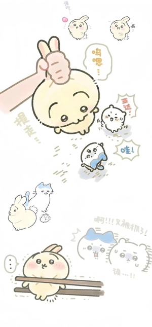 ちいかわが持ち去られ、ハチワレとうさぎが交流 - 壁紙