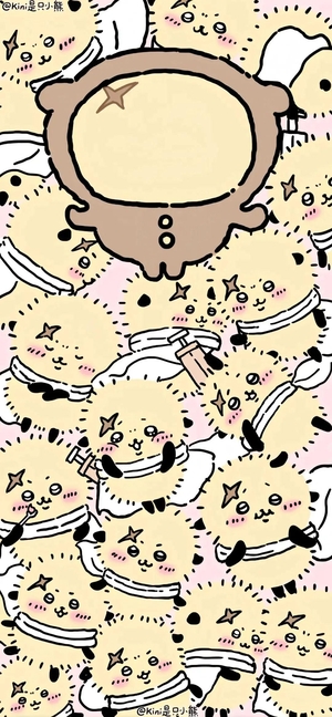 たくさんのちいかわキャラが囲む可愛い壁紙