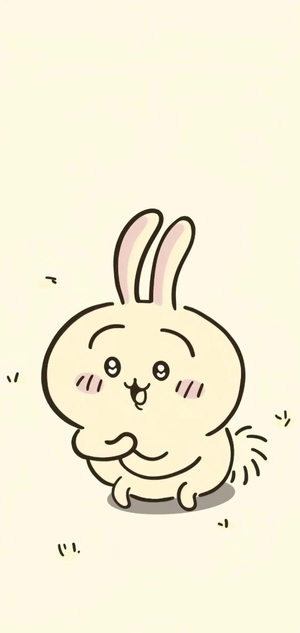 ちいかわキャラクターうさぎが喜んで立ち、手を組んだ可愛い壁紙